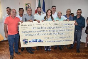 Câmara de Vereadores de Manhuaçu devolve mais de 1,8 milhões de reais para a Prefeitura