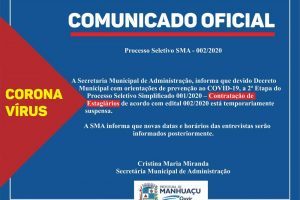 Manhuaçu: Entrevistas para contratação de estagiários são suspensas