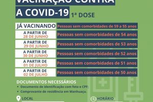 Manhuaçu vacina novas faixas etárias contra a Covid-19; 54 a 50 anos