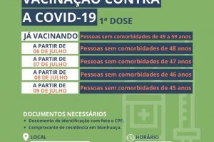 Covid-19: Manhuaçu vacina pessoas de 49 a 45 anos nesta semana