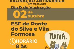Sábado: Vacinação antirrábica em Ponte do Silva e Vila Formosa