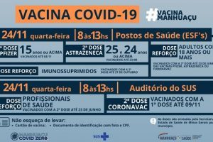 Mais vacinas contra Covid-19 serão aplicadas nesta quarta, 24/11