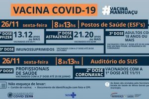2ª dose de vacina contra Covid-19 para adolescentes é nesta sexta-feira em Manhuaçu