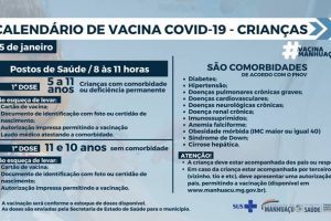 Covid-19: Crianças de 11 e 10 anos serão vacinadas nesta terça-feira em Manhuaçu