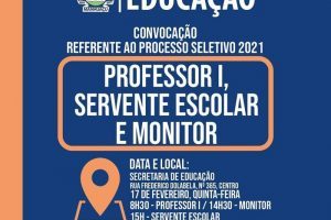 Manhuaçu: Educação convoca professor I, monitor e servente escolar