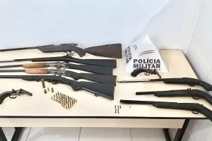 Dez armas de fogo são apreendidas pela PM em Simonésia