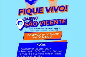 3º Dia D do Projeto Fique Vivo é no próximo domingo (10/07) no bairro São Vicente