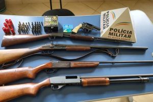 PM apreende cinco armas de fogo e diversas munições em Alto Caparaó