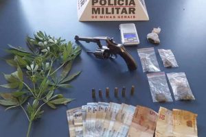 Arma de fogo, drogas e pé de maconha apreendidos na região
