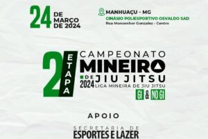 2º Etapa do Campeonato Mineiro de Jiu-Jitsu 2024 será domingo, 24/03
